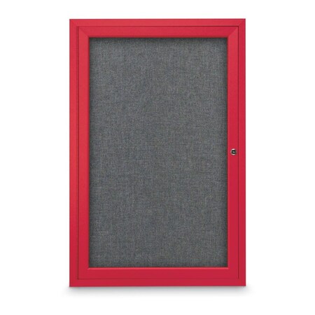 United Visual Products Slim Enclosed Corkboard, 11"x13-1/2", Satin Alum Frame/Rubber UVEB1113-SATIN-RUBBER